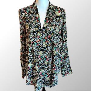 Anthropologie MAEVE Floral Blouse - Black, Red, Yellow